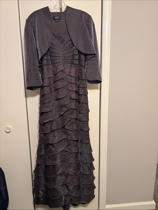 Alex Evenings Dresses & Skirts - Alex Evenings Dark Brown Layered Ruffle Evening Dress with Jacket